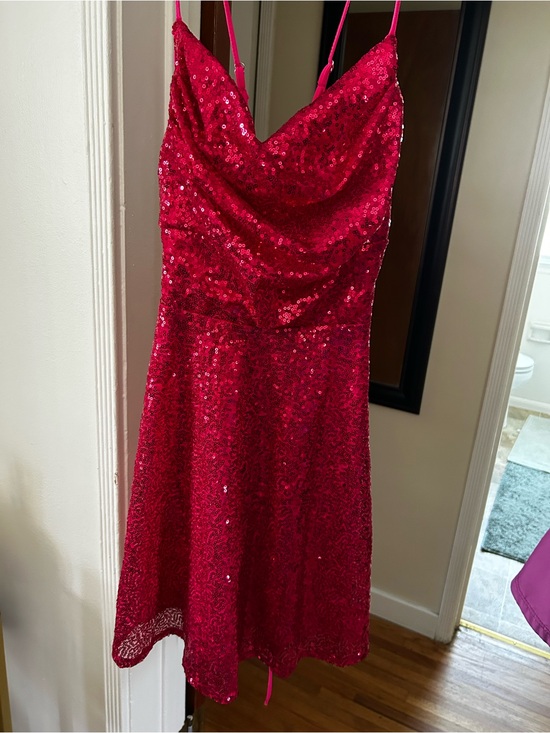 Dresses & Skirts - Sequin Spaghetti Strap Party Dress in Vibrant Hot pink